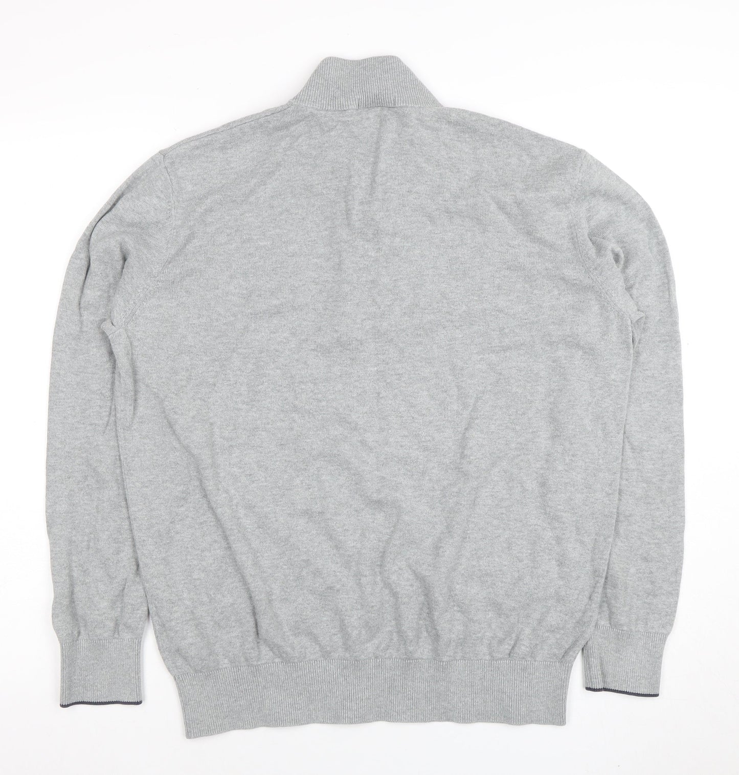 Timberland Men's Grey Cotton Half Zip Jumper L High Neck