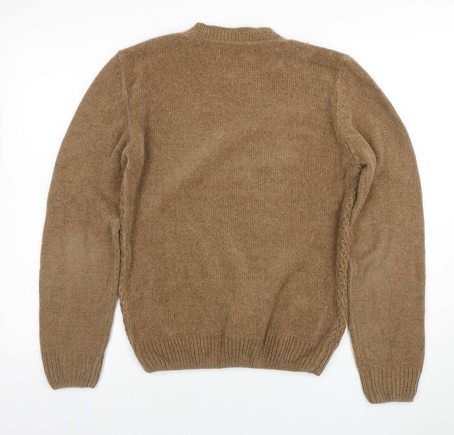Markham Men’s Beige Acrylic Crew Neck Knit Jumper XS