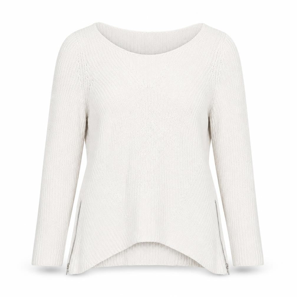 Next Women Ivory Chunky Knit Zip Pullover Jumper Size 12