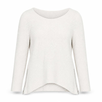 Next Women Ivory Chunky Knit Zip Pullover Jumper Size 12