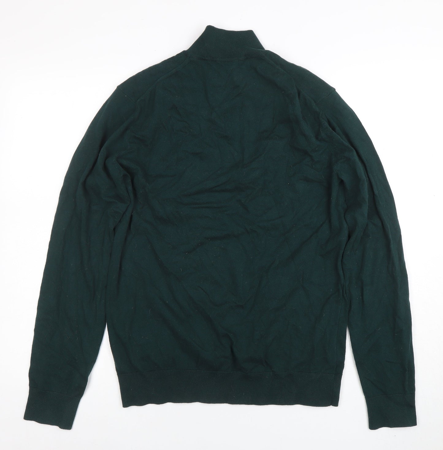 Replay Men's Green 1/4 Zip Long Sleeve Cotton Jumper Size M