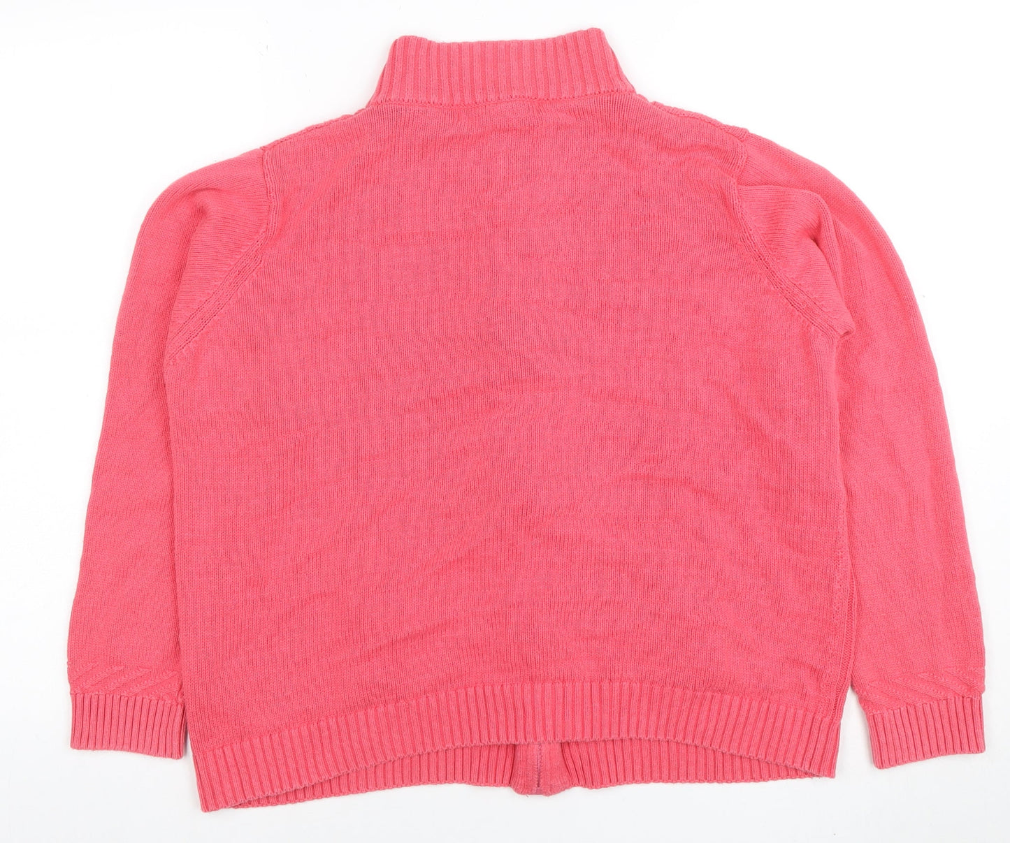 Isle Essentials Women's Pink Full Zip Cotton Jumper Size L 18-20