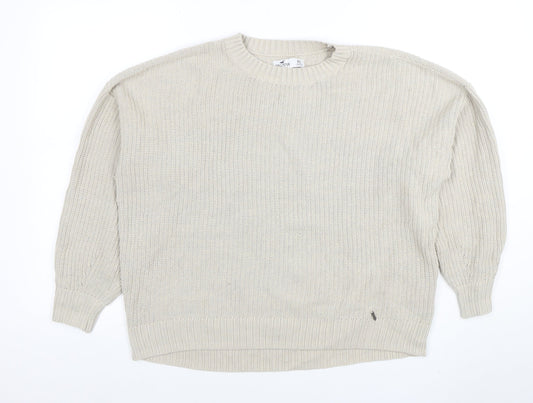 Hollister Womens Beige Knit Crew Neck Pullover Jumper XS