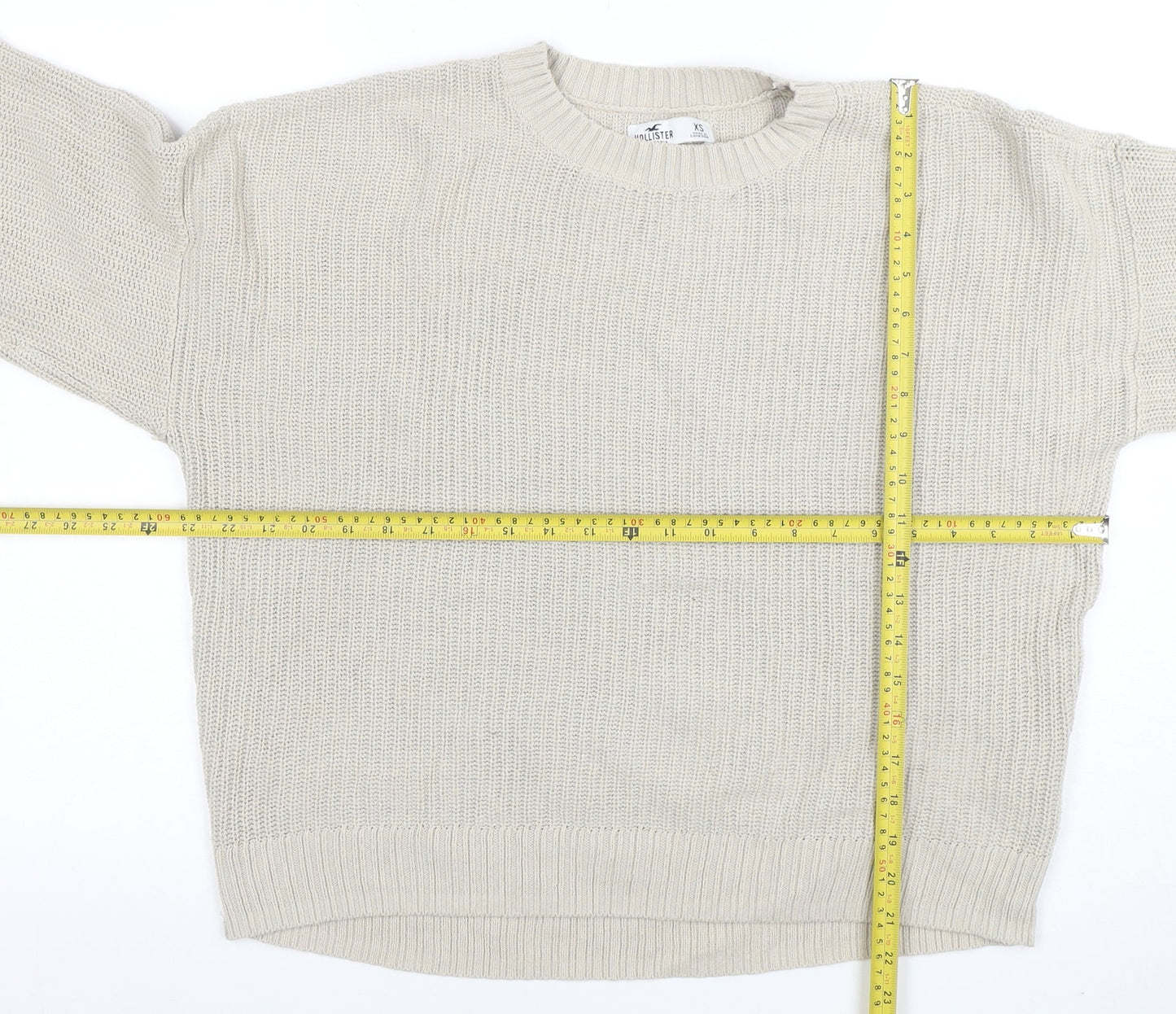Hollister Womens Beige Knit Crew Neck Pullover Jumper XS