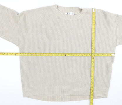 Hollister Womens Beige Knit Crew Neck Pullover Jumper XS