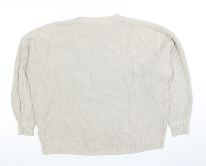 Hollister Womens Beige Knit Crew Neck Pullover Jumper XS
