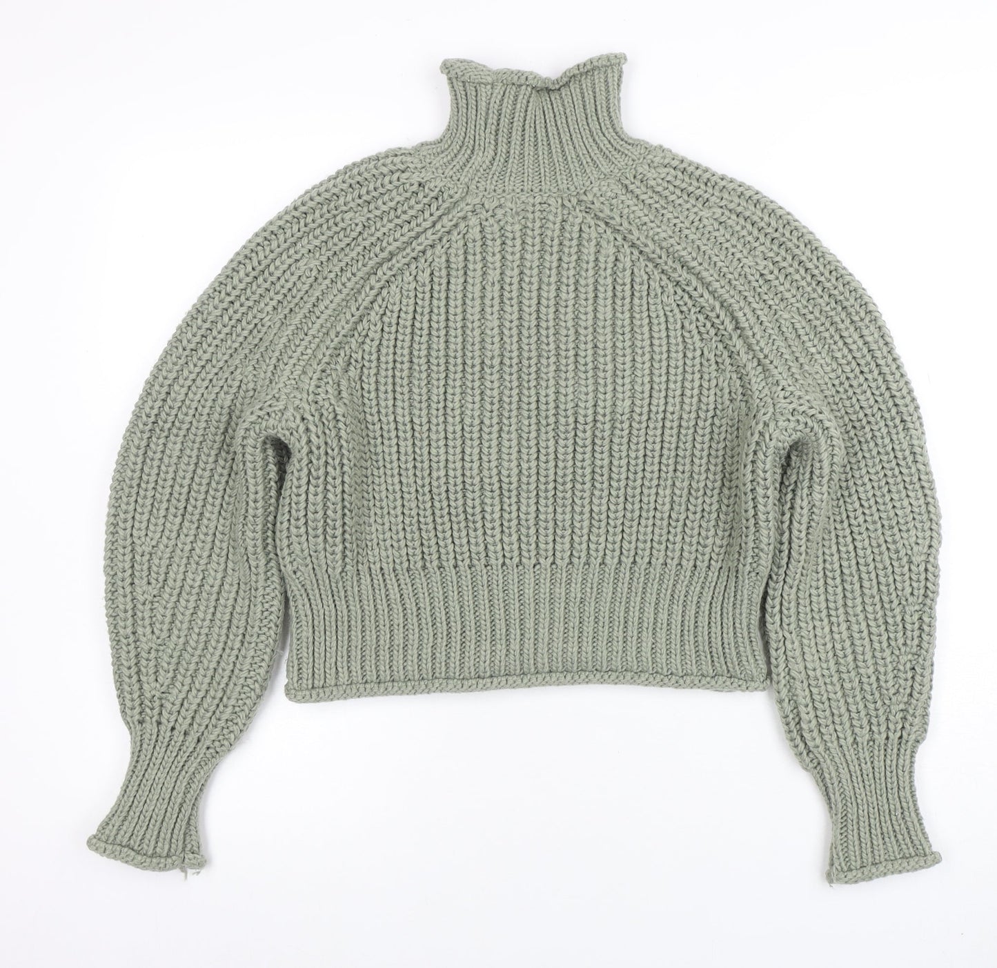 H&M Women’s Green Roll Neck Chunky Knit Jumper XS