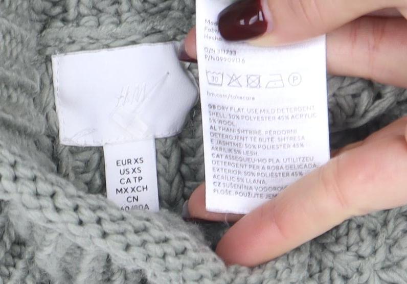 H&M Women’s Green Roll Neck Chunky Knit Jumper XS