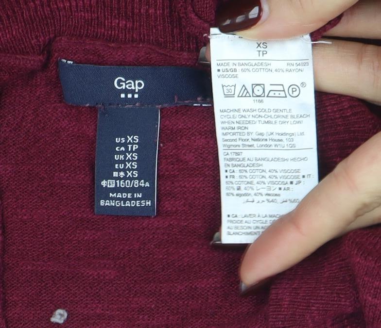 GAP Women’s Red Cotton Blend 3/4 Sleeve Knit Top XS