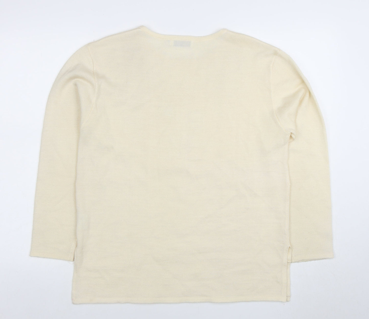 Damart Women’s Beige Embroidered Wool Blend Jumper Size 16/18