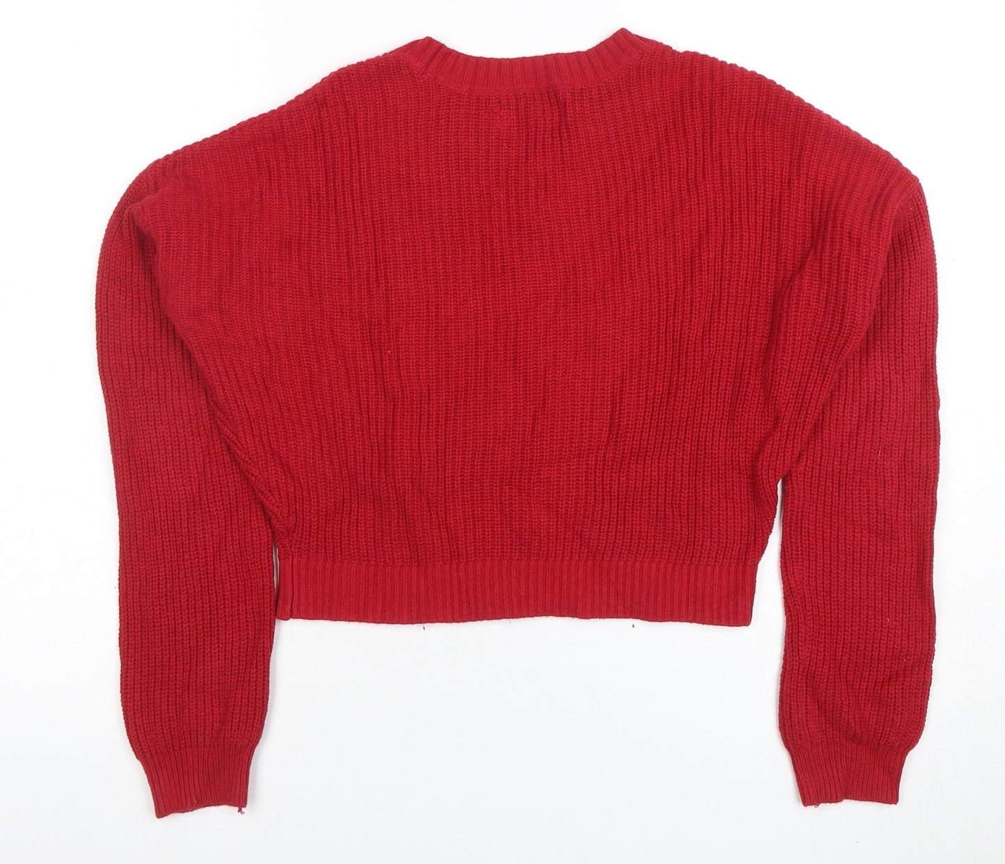 Hollister Women's Red Chunky Knit Crew Neck Jumper XS