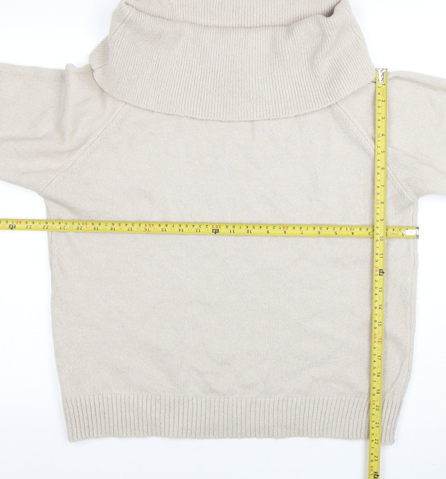 Be You Womens Beige Cowl Neck Long Sleeve Pullover Jumper Size 16
