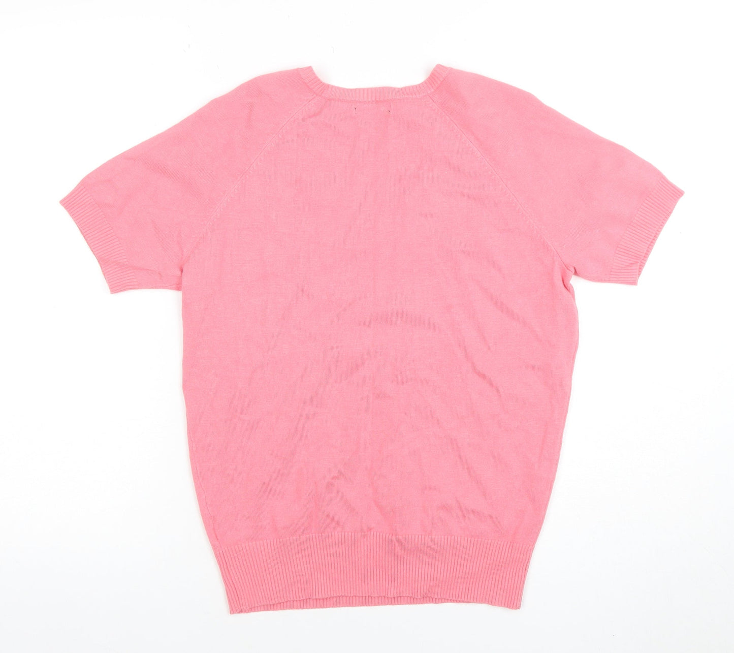 Happy D by Damart Women’s Pink V-Neck Short Sleeve Knit Top Size S 10/12