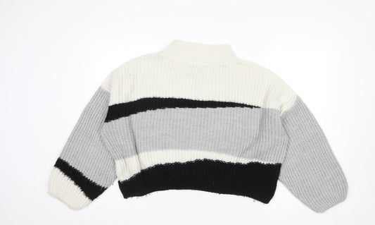 Topshop Women's Multicoloured Mock Neck Chunky Knit Jumper M