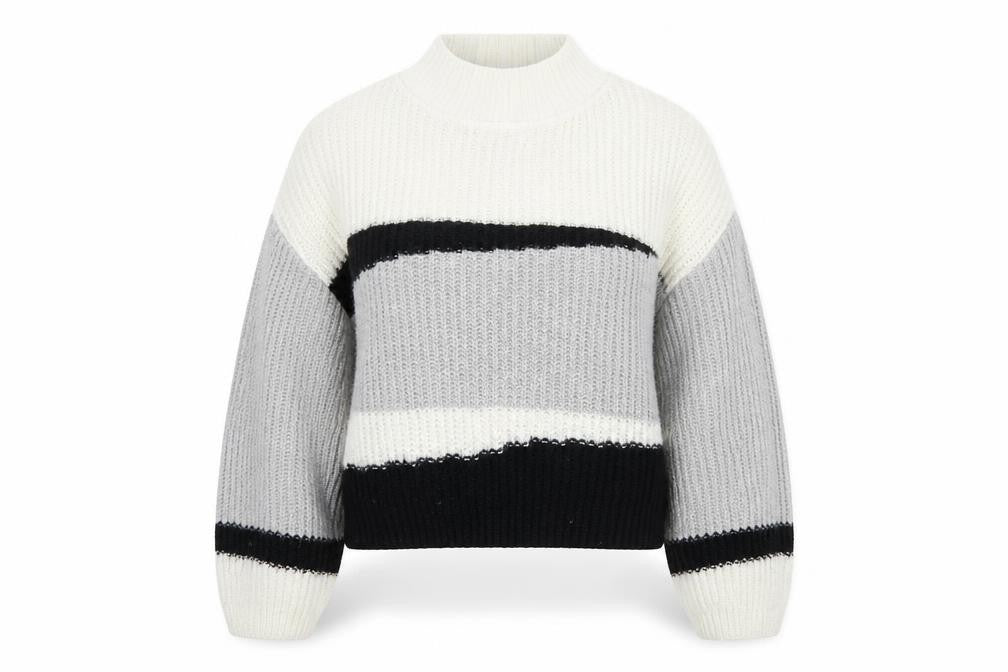 Topshop Women's Multicoloured Mock Neck Chunky Knit Jumper M
