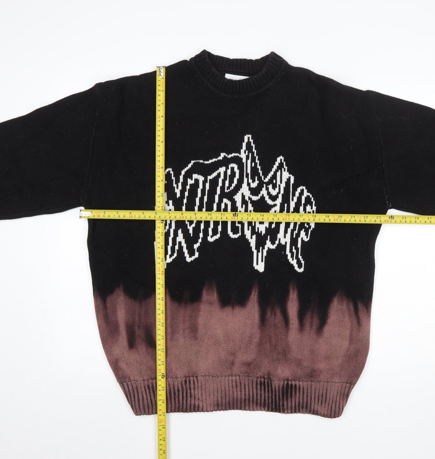 Weekday Men's Black Graphic Knit Cotton Jumper Size S