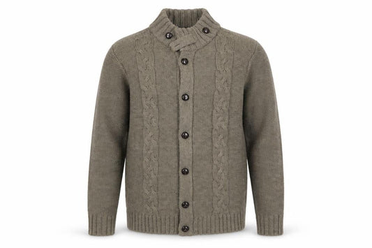Next Men’s Grey Cable Knit High Neck Button Cardigan L