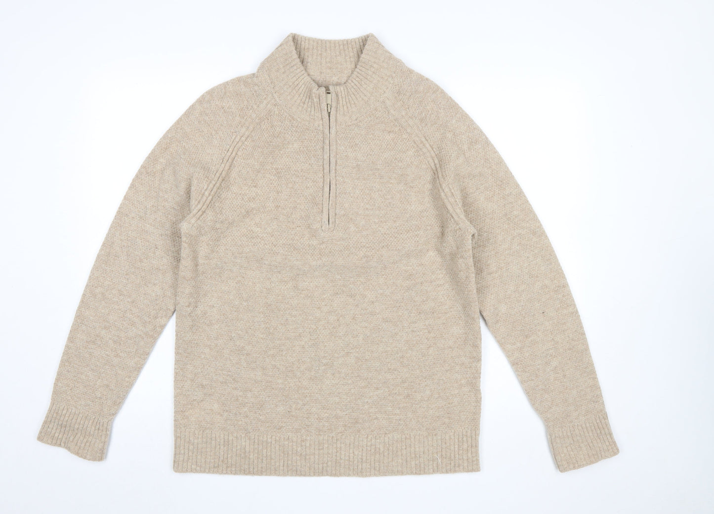 Country Road Men’s Beige Wool Half Zip Jumper Size M