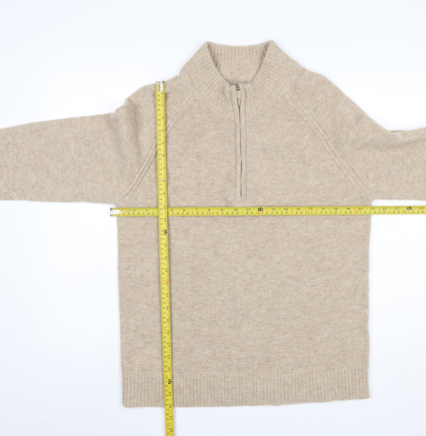 Country Road Men’s Beige Wool Half Zip Jumper Size M