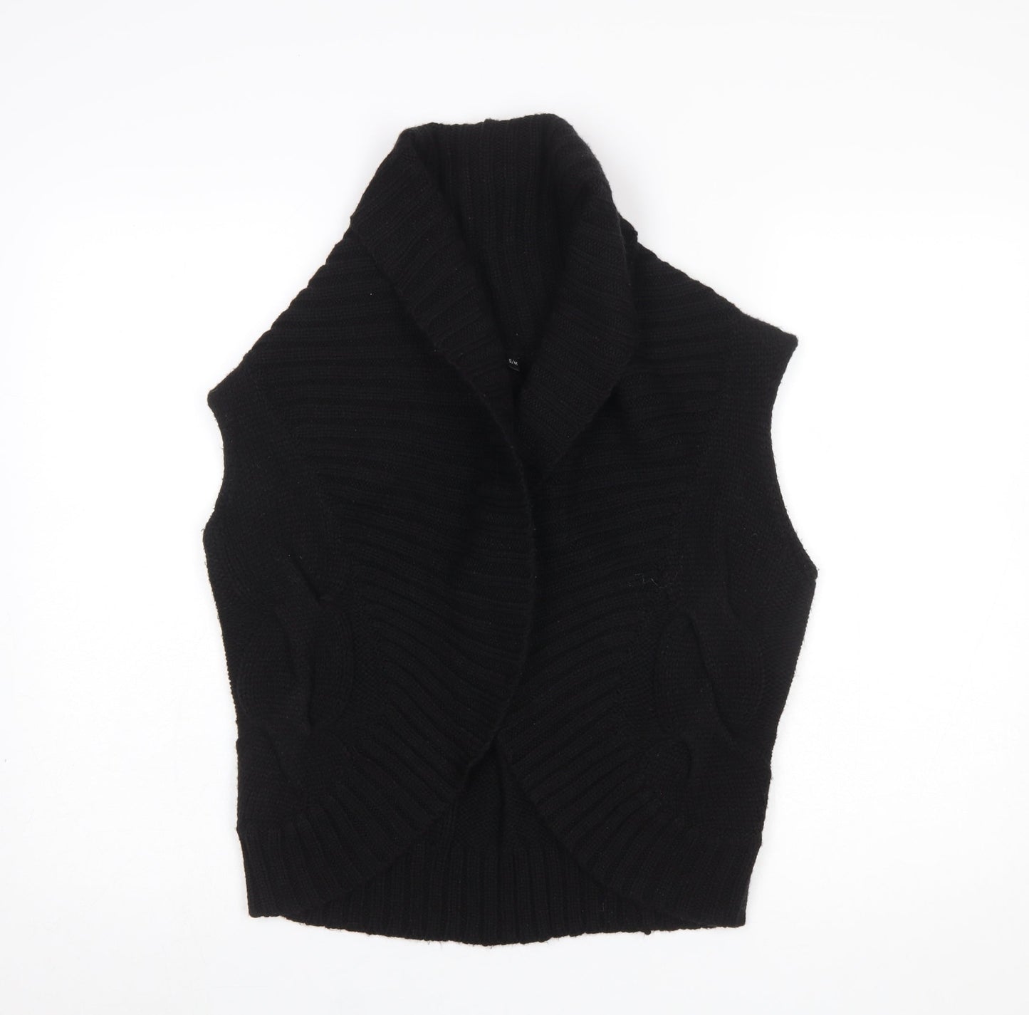 Marks and Spencer Womens Black Knit Sleeveless Cable Vest S