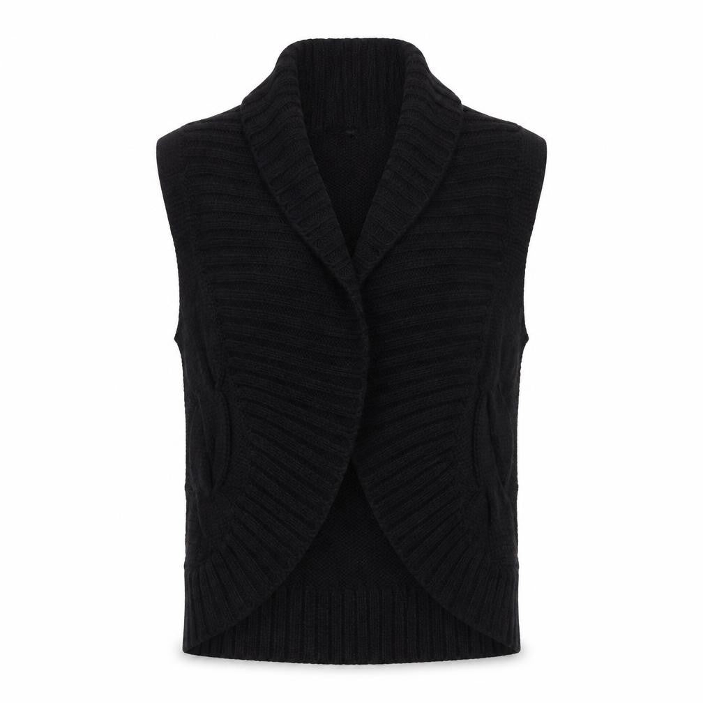 Marks & Spencer Womens Black Knit Sleeveless Cable Vest S