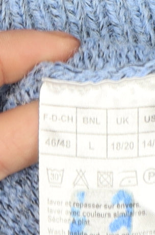 Damart Women's Blue Cable Knit Crew Neck Jumper L