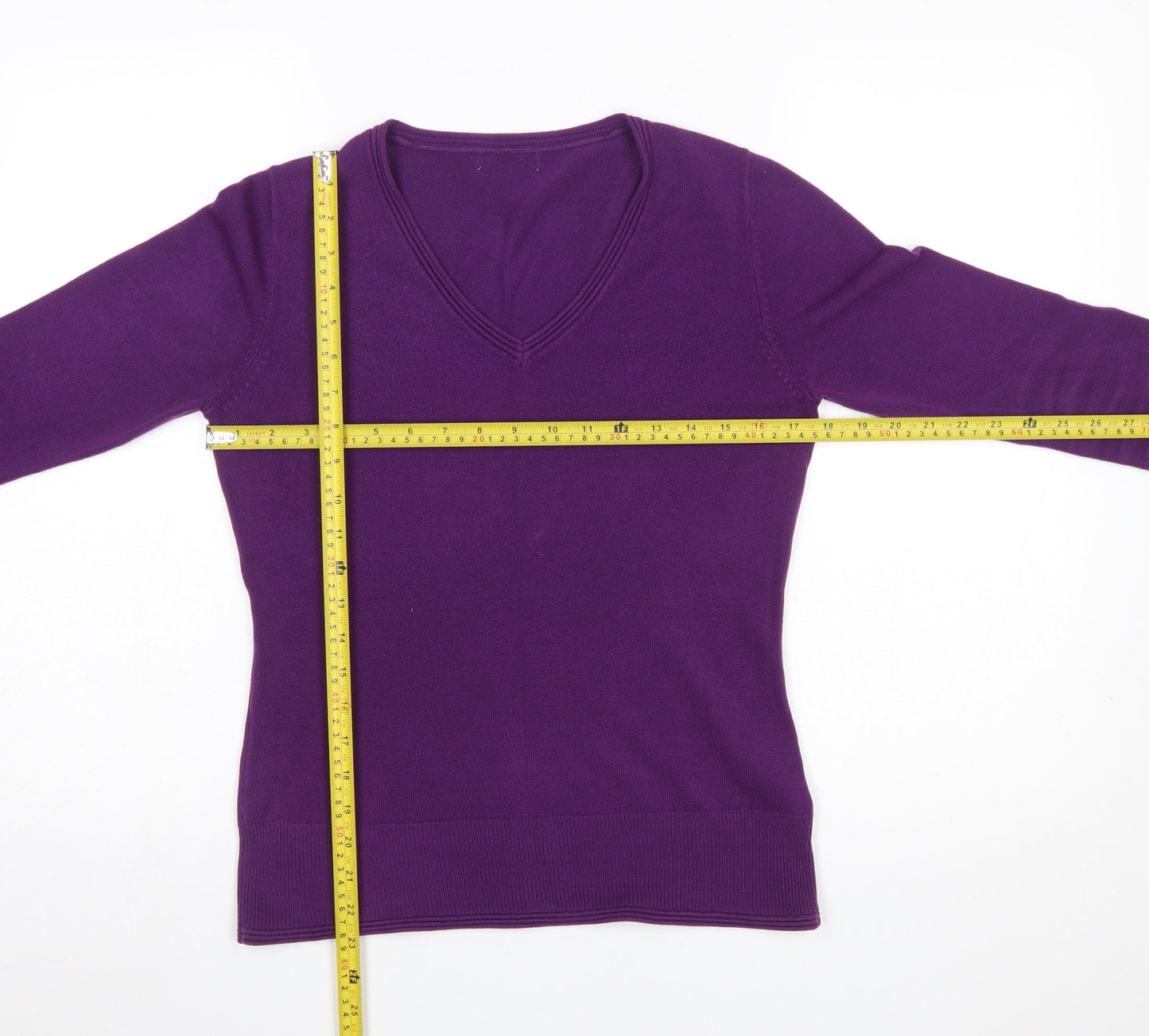 Marks and Spencer Women’s Purple V-Neck Acrylic Jumper Size 10