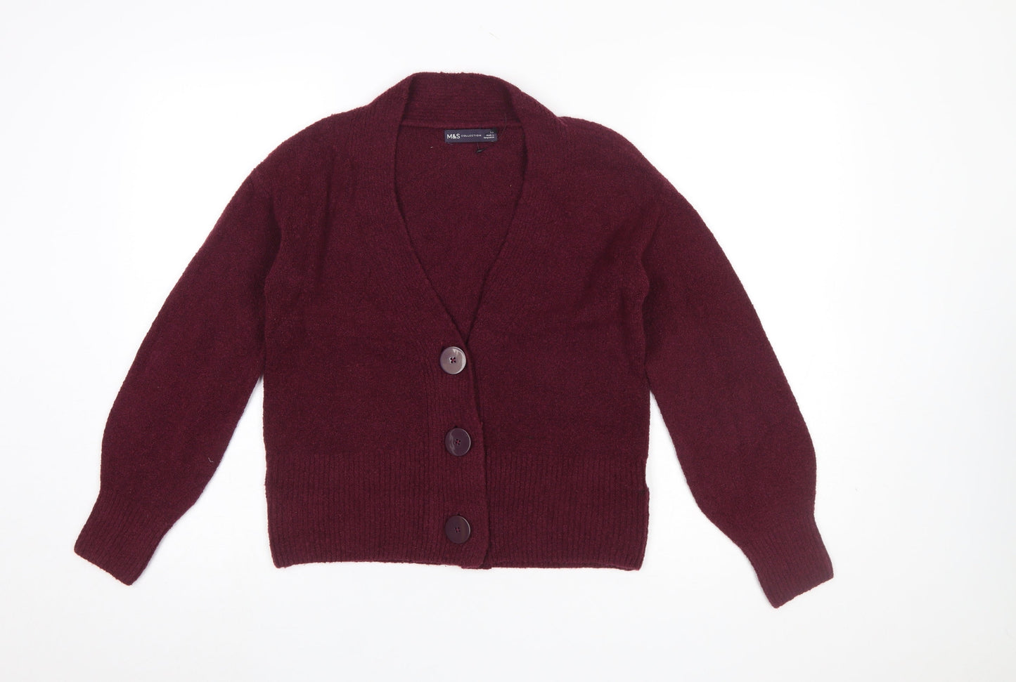 Marks and Spencer Women's Red XS V-Neck Buttoned Cardigan