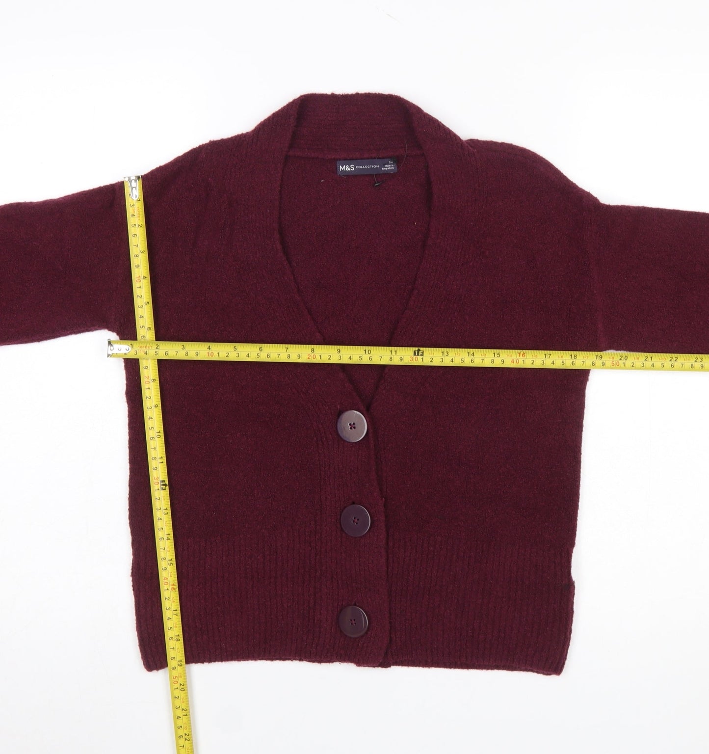 Marks and Spencer Women's Red XS V-Neck Buttoned Cardigan