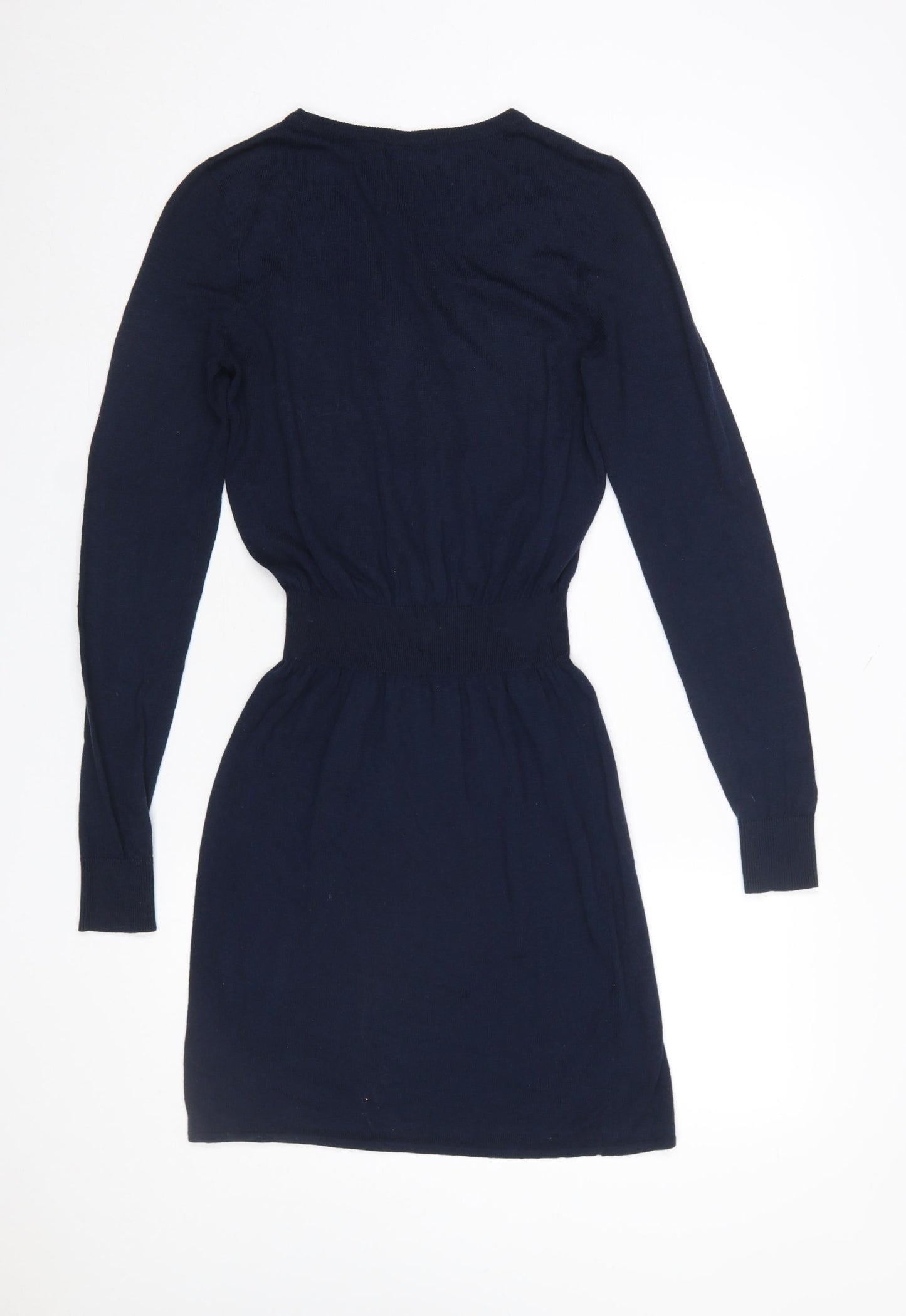 H&M Women Blue S Knit Jumper Dress Long Sleeve Crew Neck