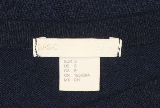 H&M Women Blue S Knit Jumper Dress Long Sleeve Crew Neck
