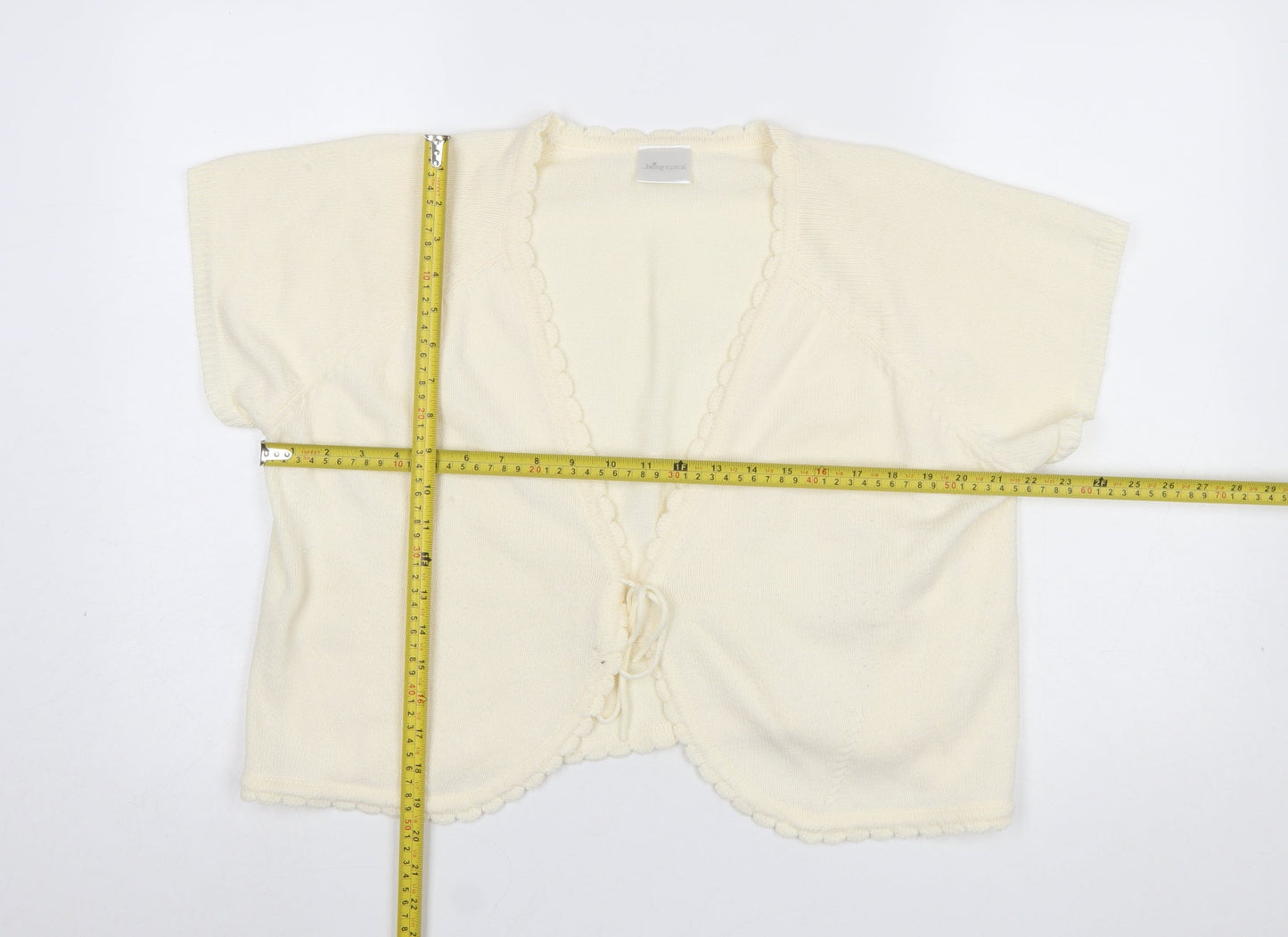 Being Casual Women's Ivory Short Sleeve V-Neck Cardigan Size 20