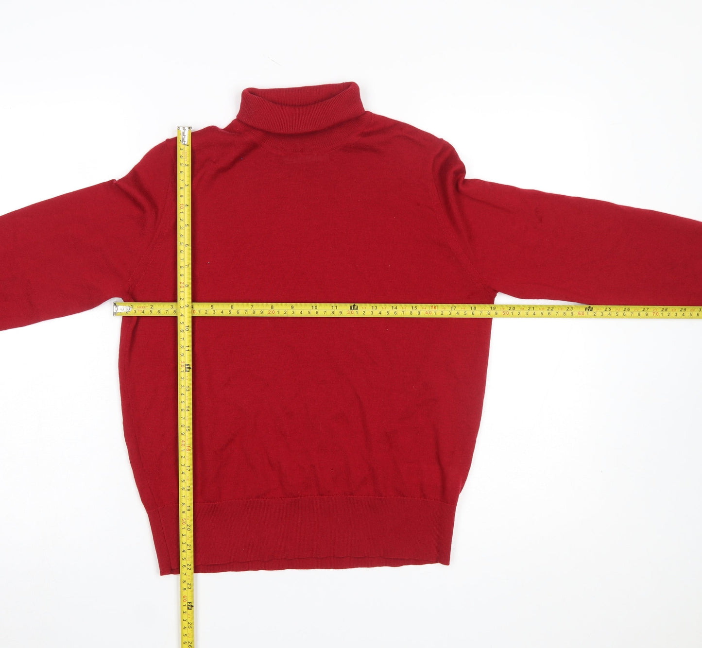 Marks and Spencer Women's Red Roll Neck Merino Wool Jumper Size 12