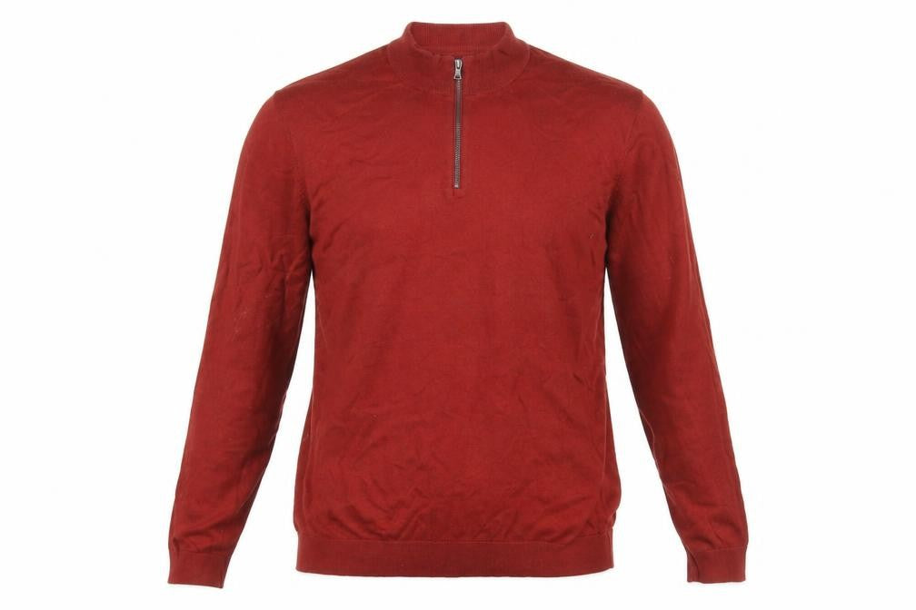 Marks & Spencer Men's Red 1/2 Zip Cotton Jumper Size L
