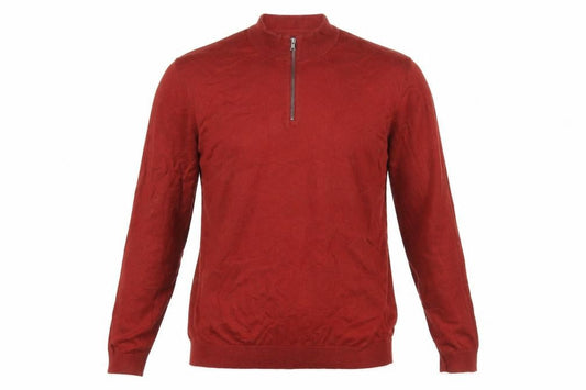 Marks & Spencer Men's Red 1/2 Zip Cotton Jumper Size L