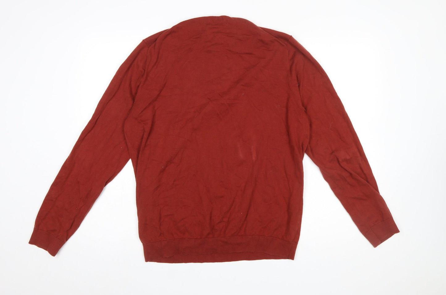 Marks and Spencer Men's Red 1/2 Zip Cotton Jumper Size L