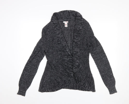 Bongo Womens Grey Chunky Knit Open Cardigan Size M