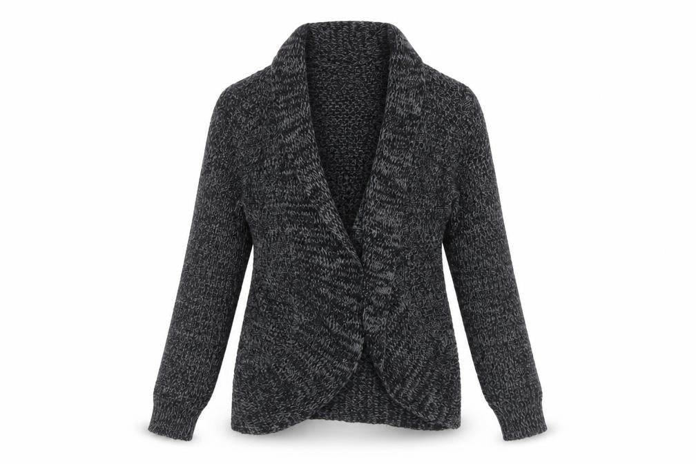 Bongo Womens Grey Chunky Knit Open Cardigan Size M