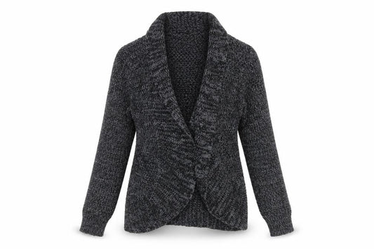 Bongo Womens Grey Chunky Knit Open Cardigan Size M