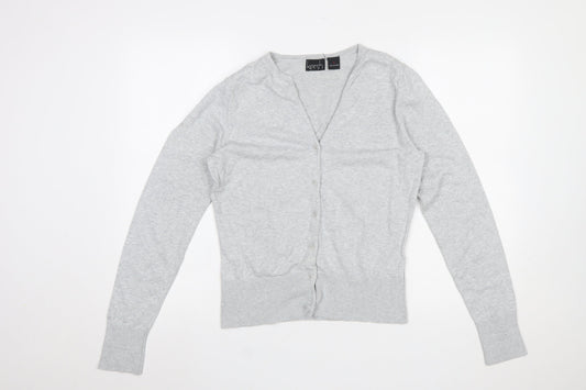 Kersh Women's Grey V-Neck Button Cardigan Knit M
