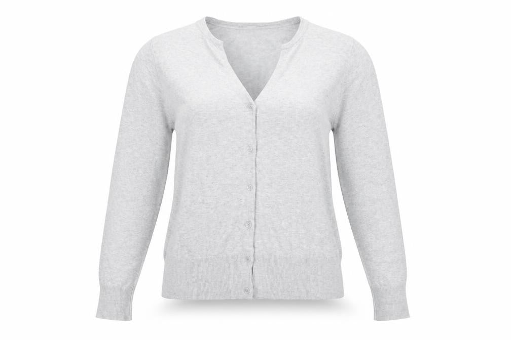 Kersh Women's Grey V-Neck Button Cardigan Knit M