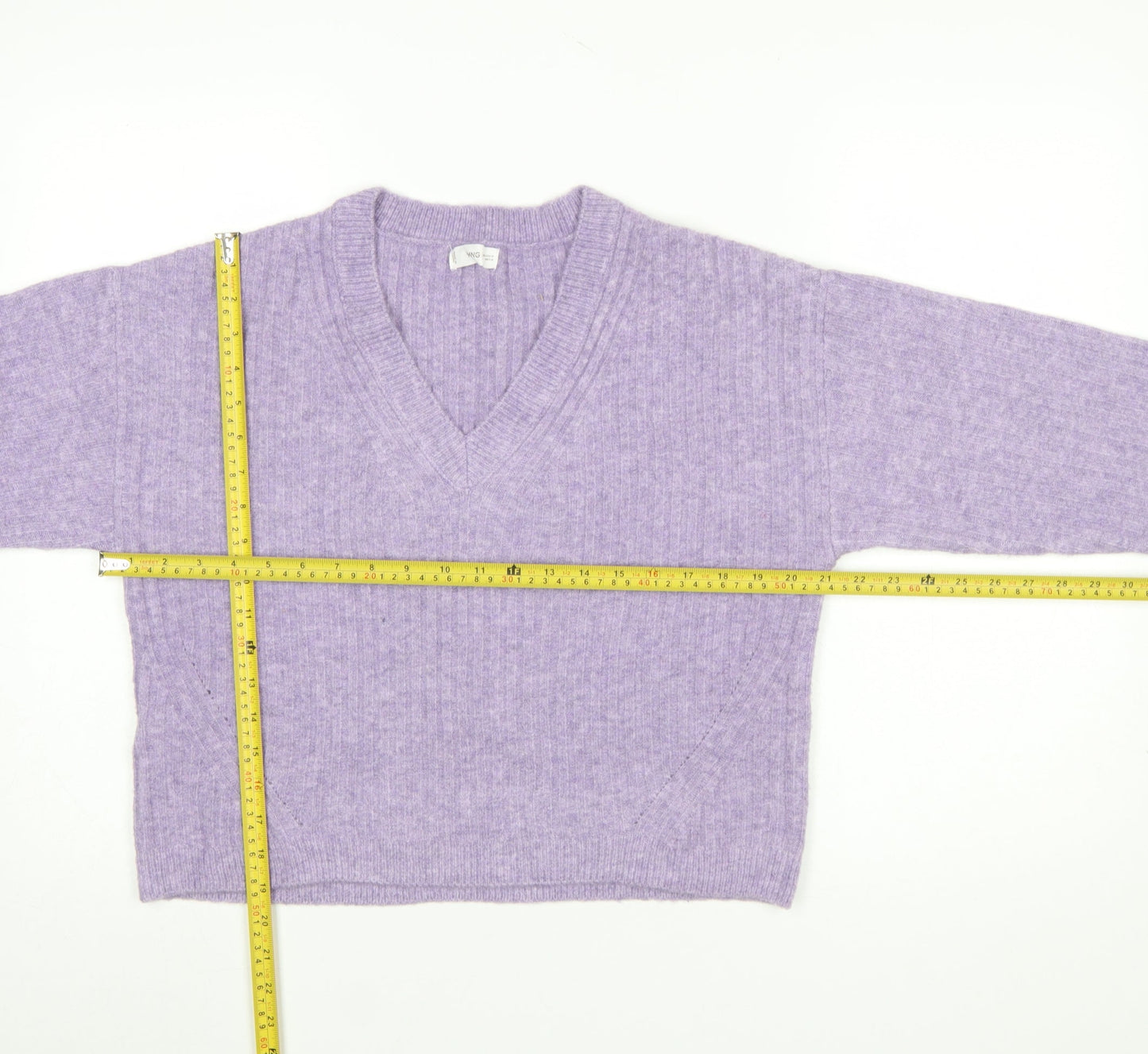 MNG Women Purple V-Neck Knit Pullover Jumper Size M