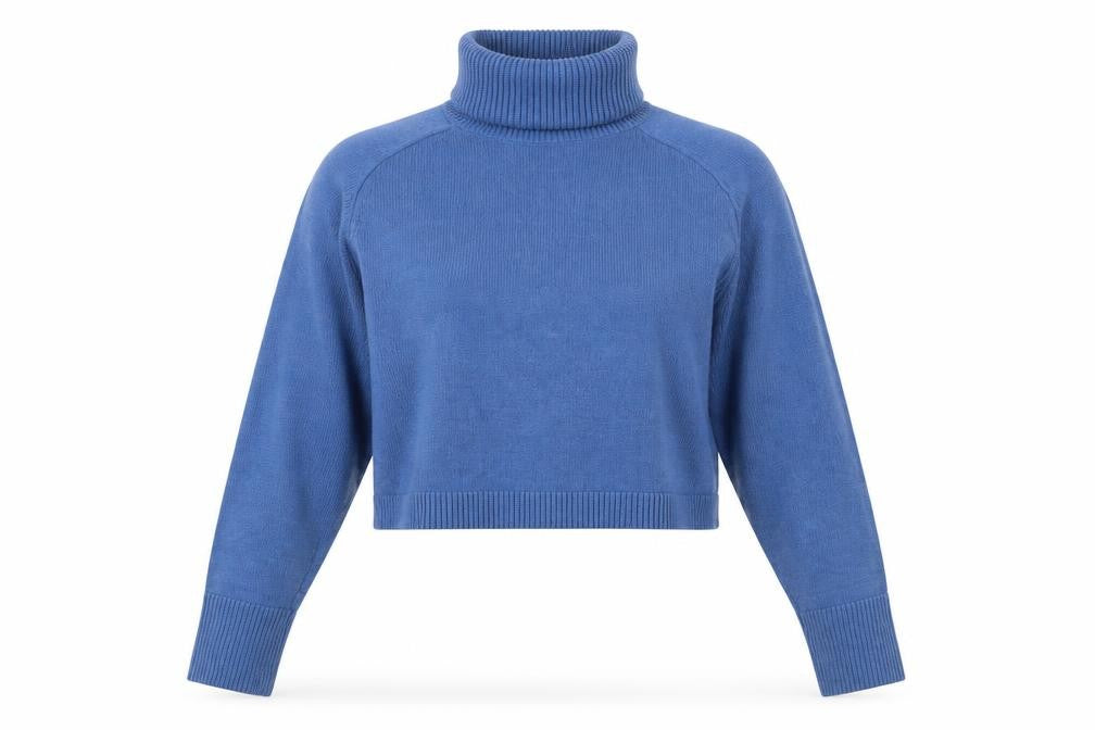 Zara Women Blue Roll Neck Long Sleeve Knit Pullover Jumper Size 12
