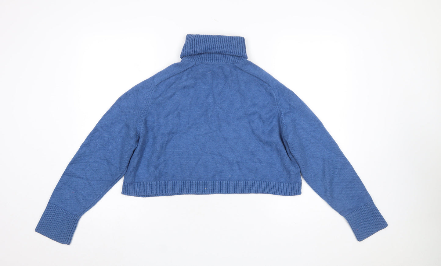 Zara Women Blue Roll Neck Long Sleeve Knit Pullover Jumper Size 12