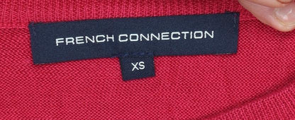 Brand and care label for French Connection Women's Red Lace Knit jumper XS