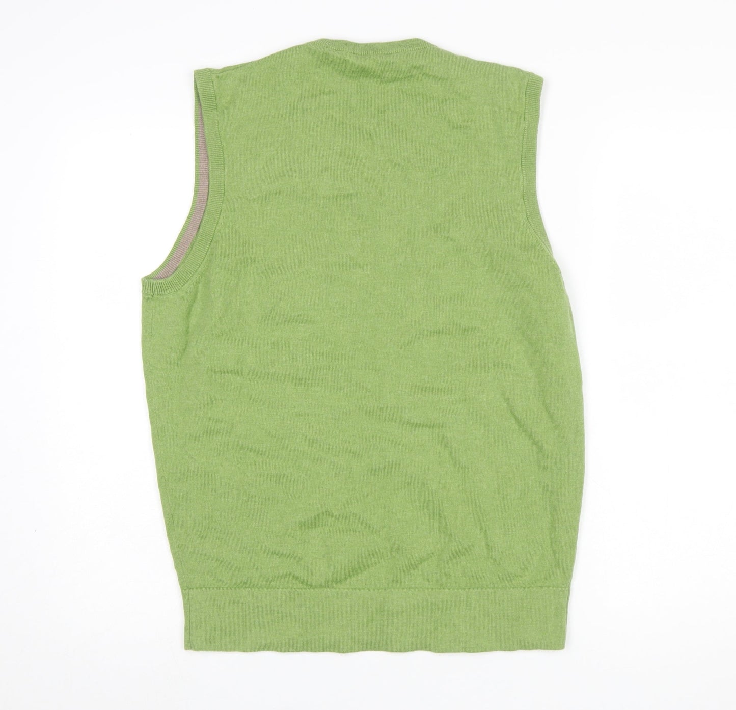 Pierre Cardin Men's Green Cotton V-Neck Sleeveless Vest Jumper Size S