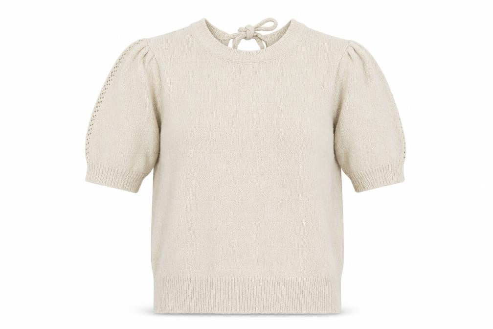 Marks & Spencer Women Beige XS Puff Sleeve Knit Jumper