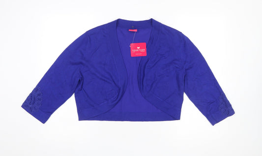 Together Women's Blue 3/4 Sleeve Viscose Cardigan Size 18