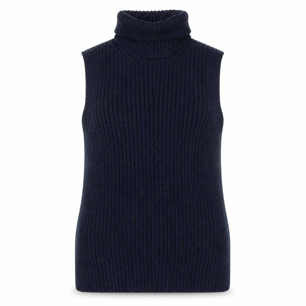 Marks & Spencer Womens Blue Roll Neck Sleeveless Knit Jumper Vest XS