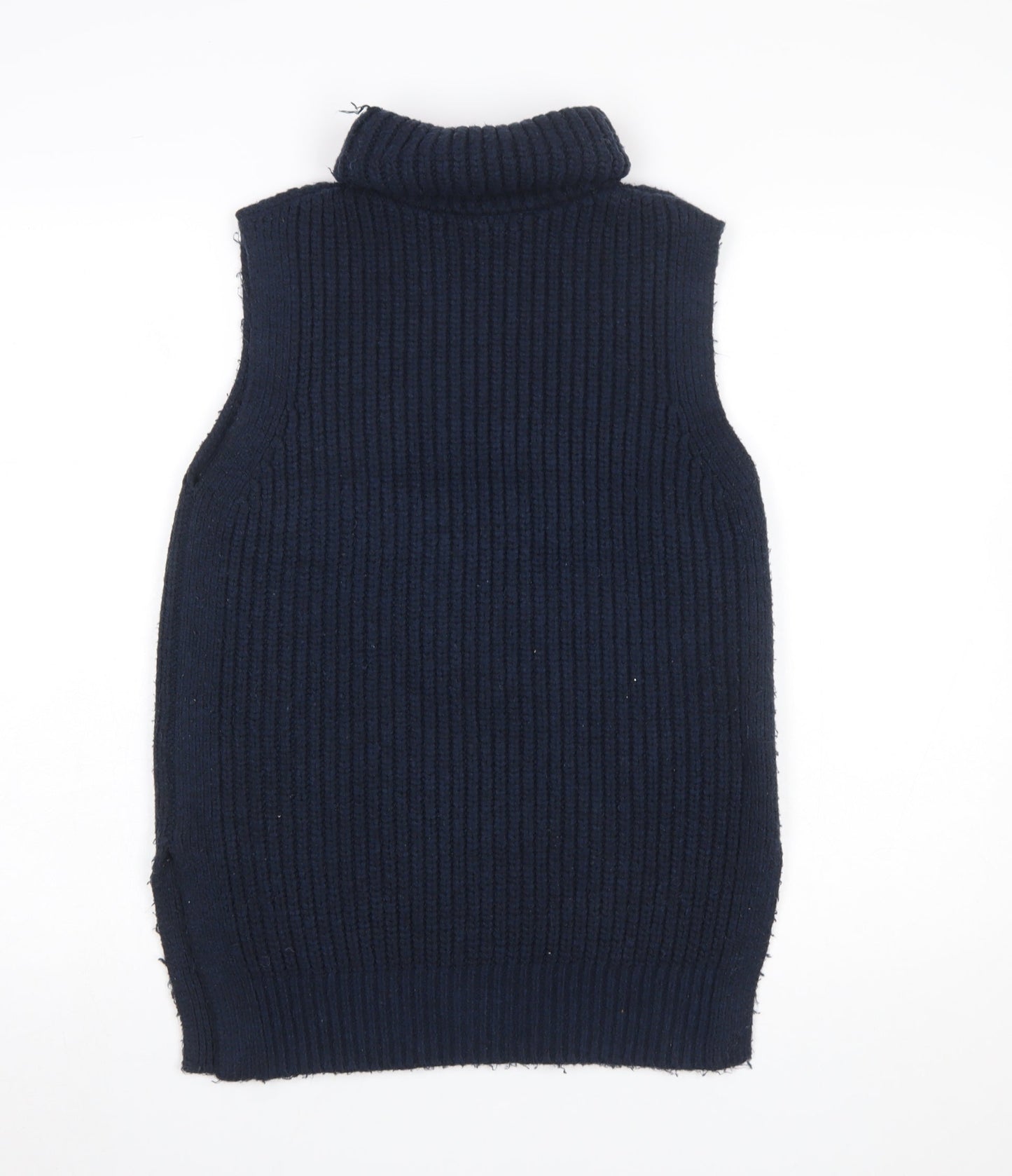 Marks and Spencer Womens Blue Roll Neck Sleeveless Knit Jumper Vest XS